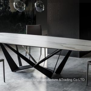 Metal frame dining table