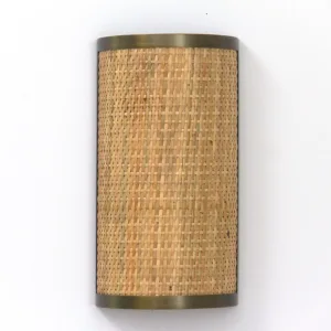 Rattan & Brass Wall Lamp Rattan & Brass Wall Lamp